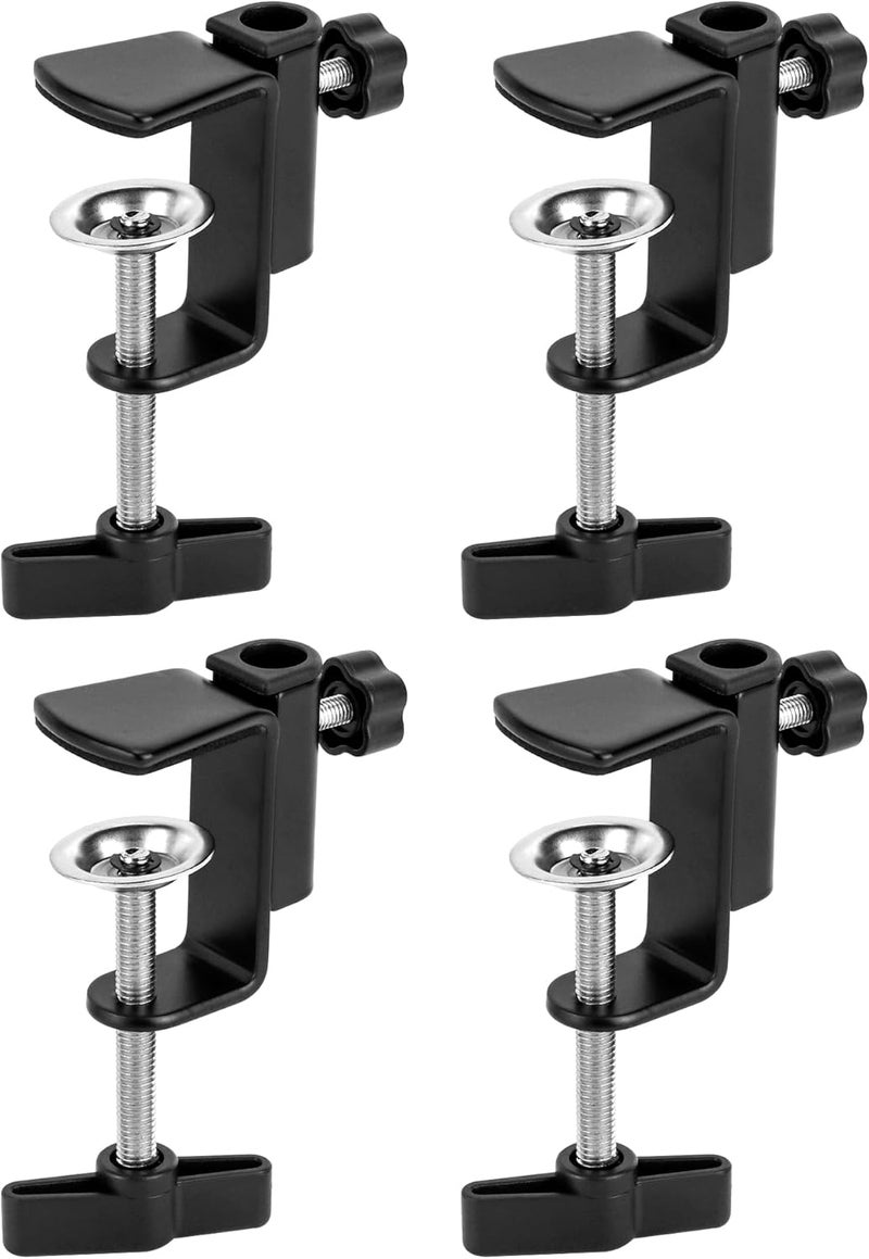 QWORK Universal Desk C-Clamp with 1/2" Thread Hole, 4 Pack Adjustable Metal Mounting Table Clamp, Desk Light Clamp Mount Holder for Swing Arm Magnifying Desk Lamp Microphone Camera - Image 1